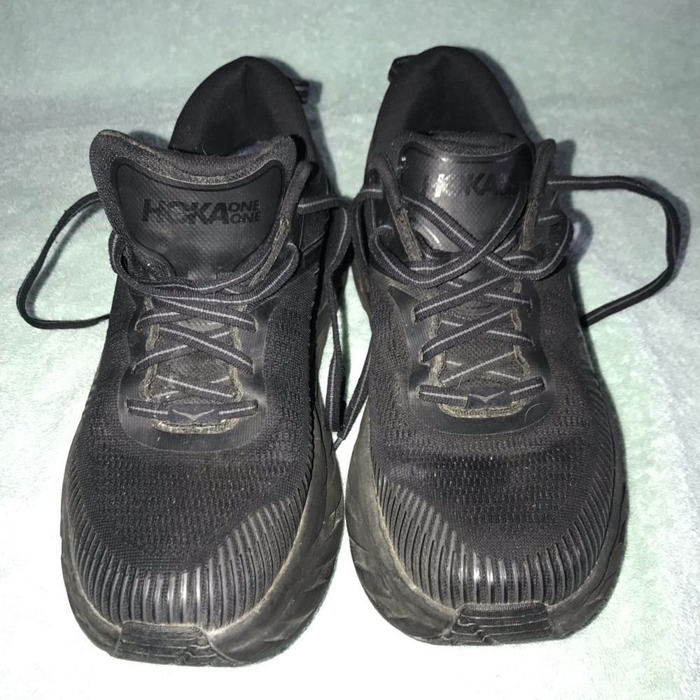 Men’s 8 / 2E / EE Wide HOKA Bondi 7 Black on Black Athletic Running Sneakers - Picture 14 of 14